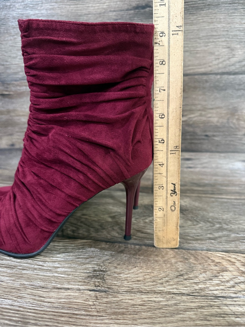 NWOB Jeffrey Campbell Let's Go Pointed Toe Bootie SZ 8 M in WINE SUEDE - Picture 11 of 12